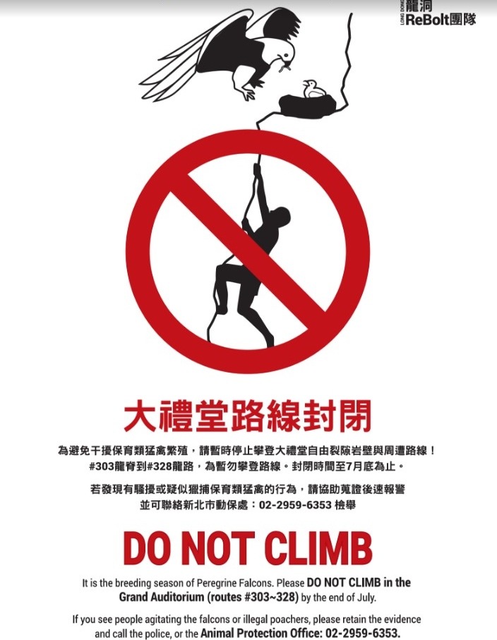 臉書粉專Taiwanrocks.net為一個攀岩者的交流平臺，認同保育需要大家一起努力，也特別公告提醒民眾封閉路線，以免打擾遊隼生活。Taiwanrocks.net提供