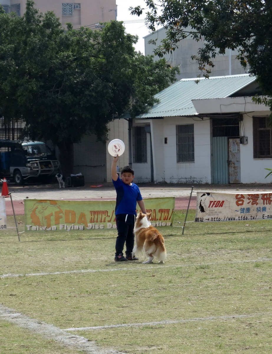 楊程皓神情從容走進投擲區，一點也不緊張。 高維奇/攝