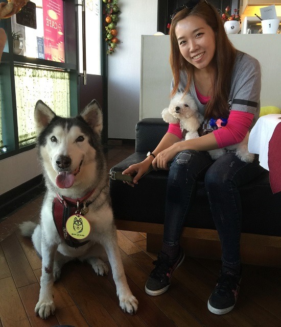 張玉文是「翻滾16寶」的家長，每天都帶出去運動。 蕭士塔/攝