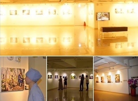 胡雲鵬舉辦台灣獼猴攝影展，集結壽山上的珍貴影像紀錄，免費開放參觀。　瑭芯/攝