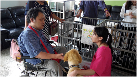 園長的愛犬－雞蛋黃，始終伴隨著主人。瑭芯/攝