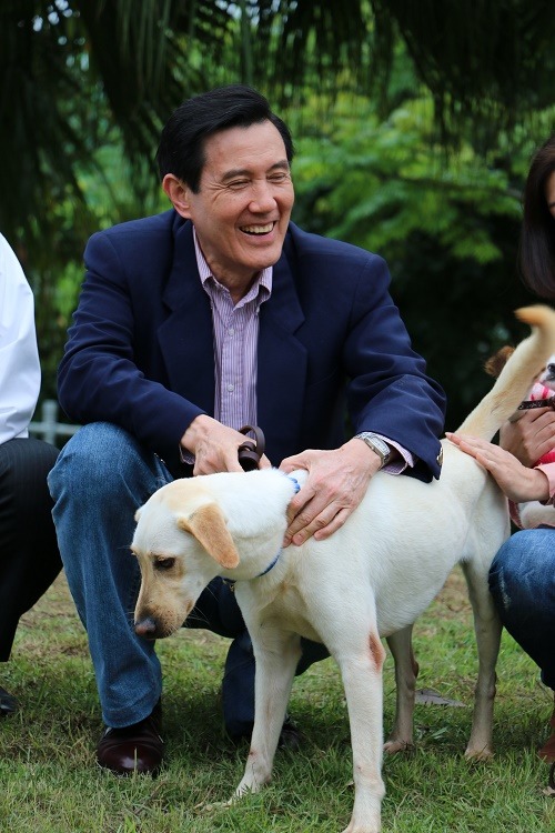 馬總統首度走訪公立收容所,對宜蘭防疫所收容狗隻的臨場表現很滿意。 黃慶榮/攝