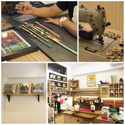 是寵物餐廳、也是寵物項圈工廠，從店內擺設就可了解。   蔡明岳/攝