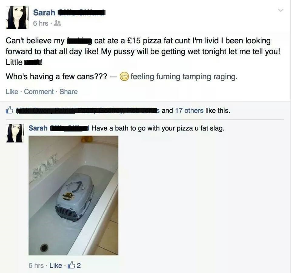 女子不但虐貓還將照片貼至臉書，遭到大批網友留言譴責。　取自yousignanimals.org