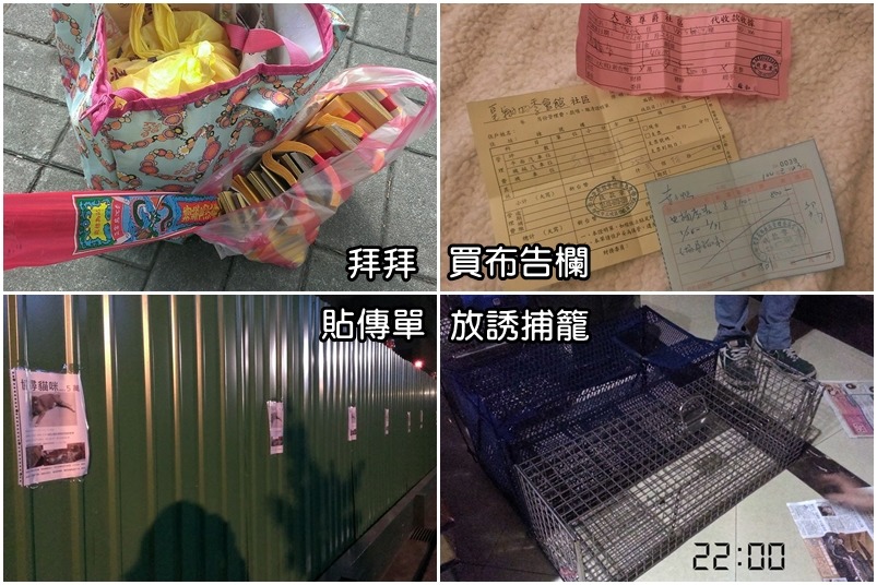 葉小姐彷彿神農嚐百草試遍所有找貓的方法，她也提醒在網路上買誘捕籠要注意長度，當時她買的太短，愛媽說貓咪可能尾巴還沒進到籠內，但已經觸動機關，籠外的尾巴就會被夾斷。　葉小姐/提供