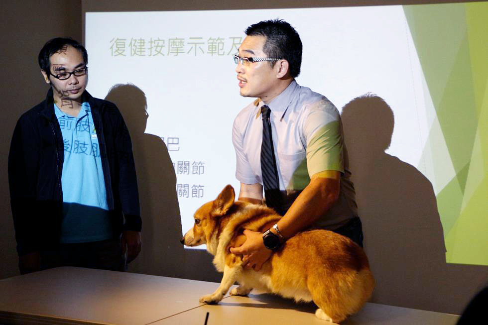 全國動物醫院連鎖體系復健科主任張俊毅希望能向飼主宣導居家復健方式，讓寵物能在最放鬆、最熟悉的地方做復健治療。　取自Aawa亞洲動物福利協會