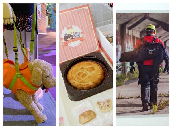 剛落幕的寵物展上有許多新產品亮相，其中針對浪犬及老犬設計的商品也不少。   何宜/攝