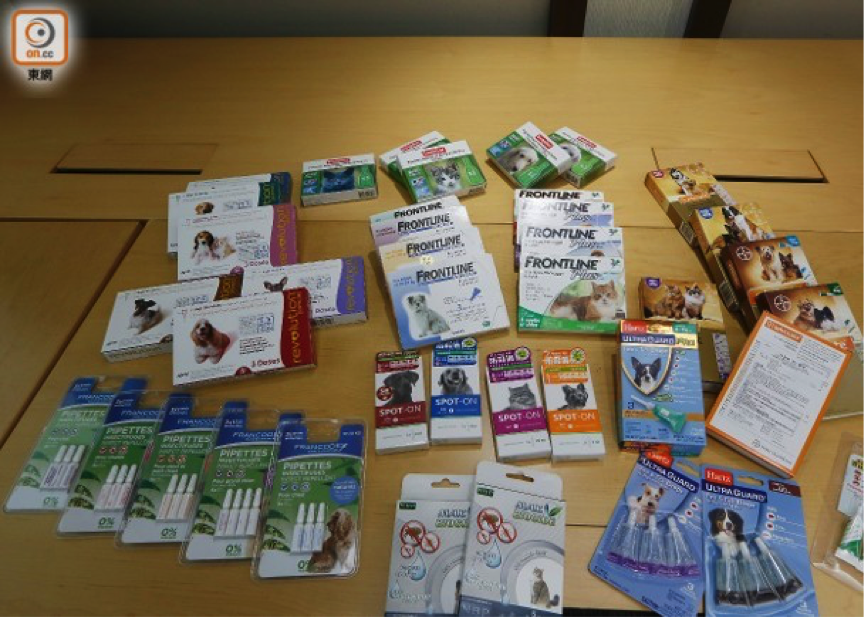 香港消費者委員會調查市售寵物防蚤產品，發現部分標示不夠清楚。   翻攝自東網