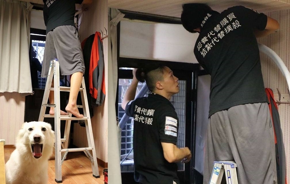 制服上印著「認養代替購買 結紮代替撲殺」12個大字，領口處則印著莫忘初衷。　劉濬昌/提供