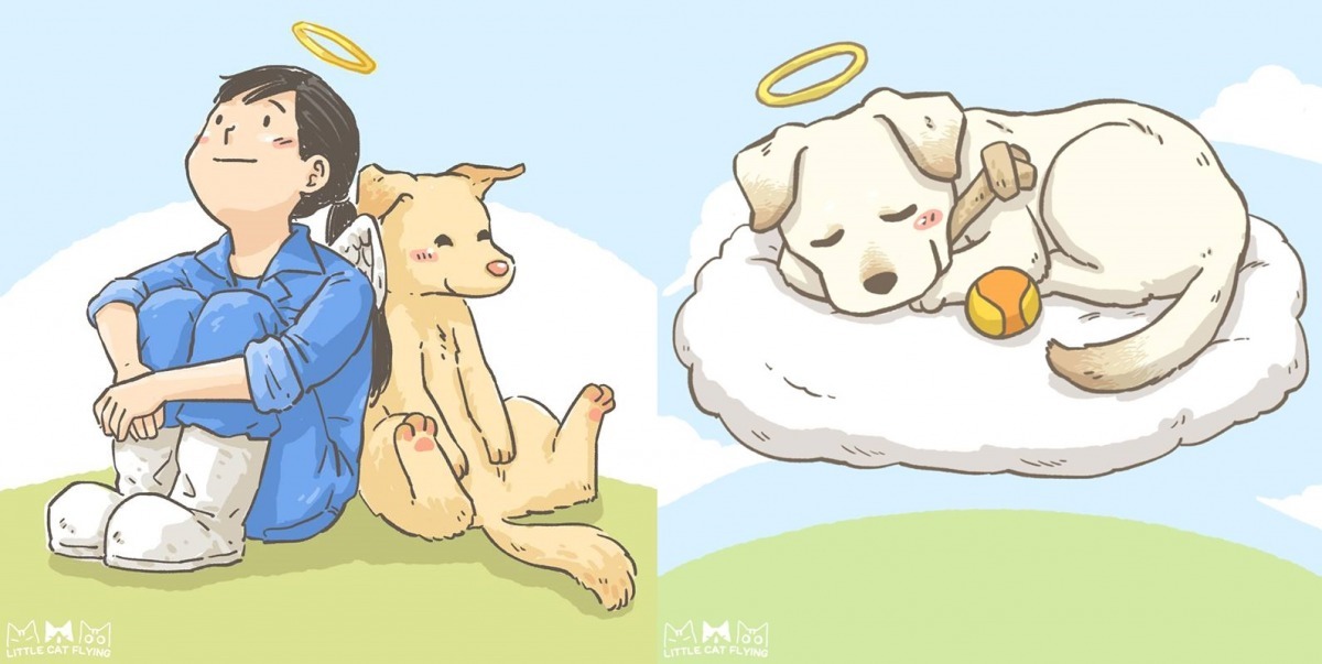 小咖飛在粉絲專頁上，以左圖悼念簡園長。27日晚間也上傳右圖悼念小白。　取自小咖飛