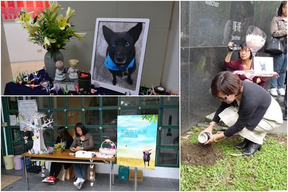 告別式精緻溫馨，小黑的骨灰最終灑葬在校園內，讓小黑能永遠守護北護的師生。　葉明理/提供