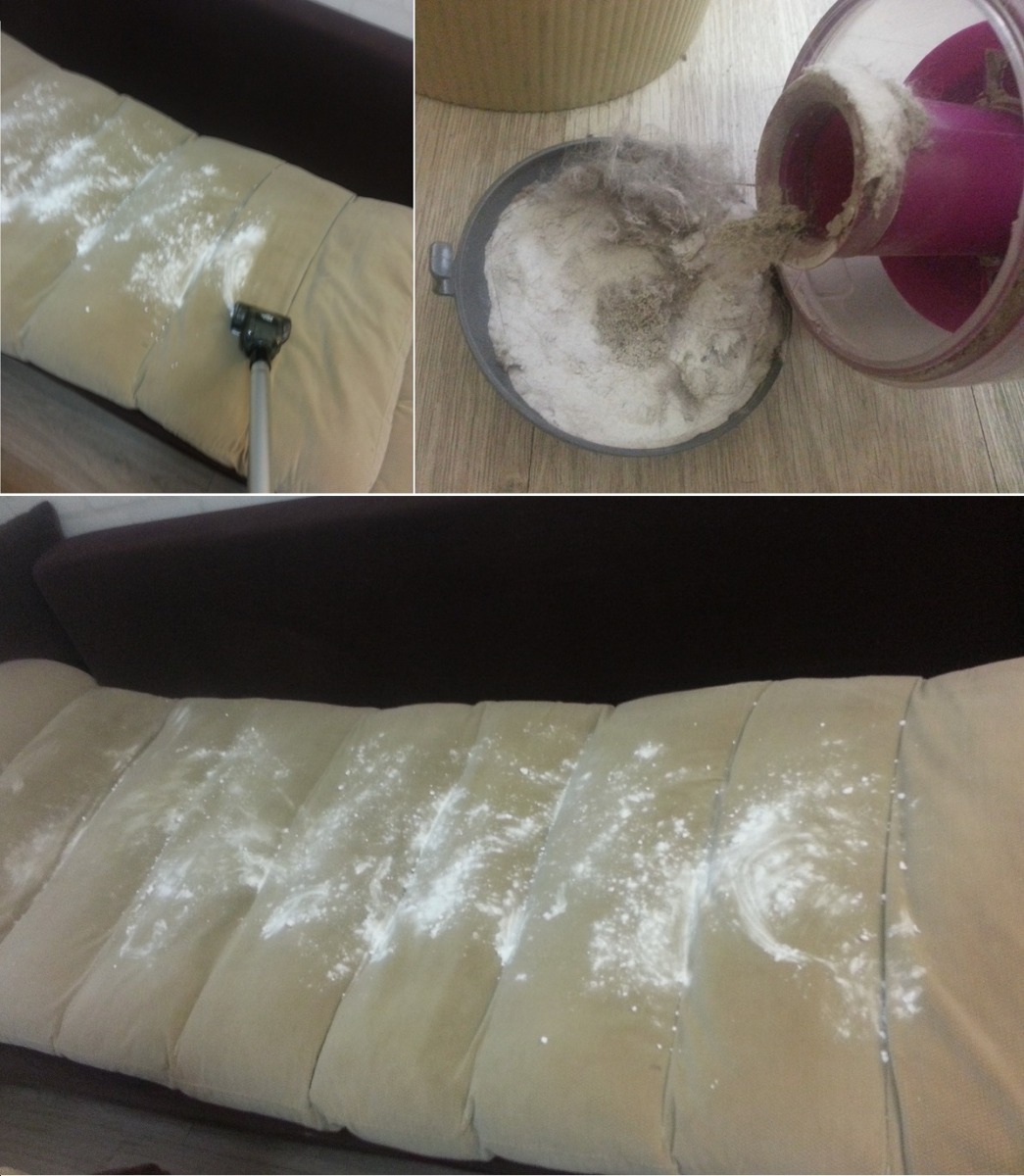 圖右上為吸塵器吸出的髒污。　廖心筠/提供