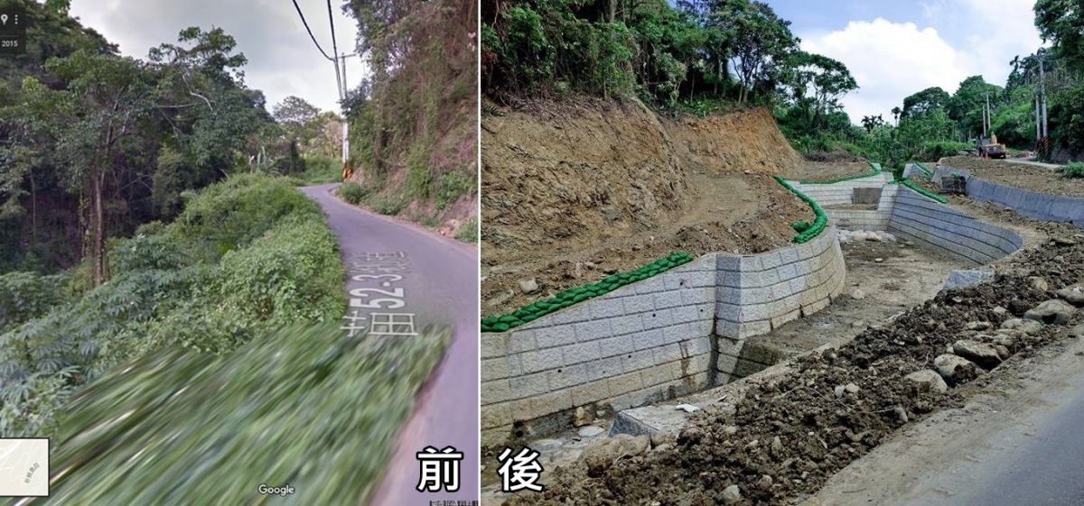 令生態保育人士錯愕的野溪整治工程。　貓徑地圖王小明/提供，取自Google地景