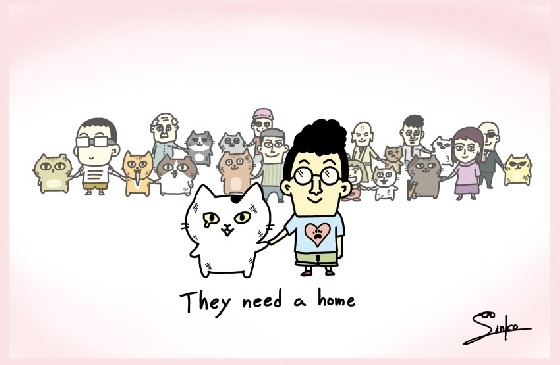 辛卡米克為街貓發聲所繪製的公益圖文。　辛卡米克/提供