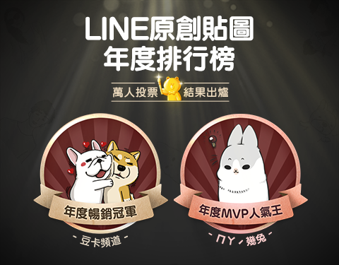 暢銷排行榜為Line store實際銷售成果，年度MVP為2016年1月15日起至1月21日止的網友投票成果。　取自Line