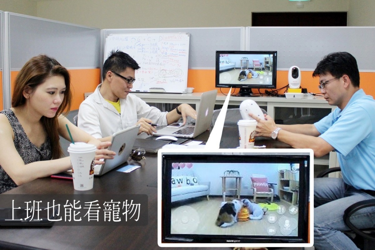 有了PAWBO,即使身在離家幾公里外的辦公室,也能看見寵物的一舉一動。 江幸芸/攝