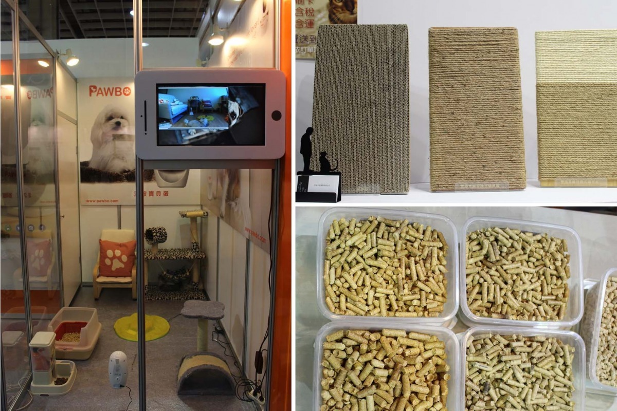 除了以各式環保無毒材質製作的寵物用品之外,能讓飼主與寵物遠端互動的產品也大受歡迎。 黃靖雅/攝