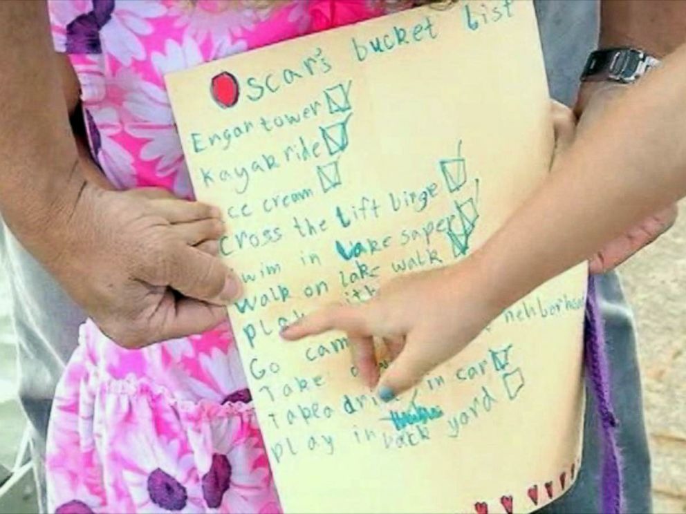 Oscar的遺願清單是由全家人討論後，再由小主人逐項寫下。　取自《ABC NEWS》