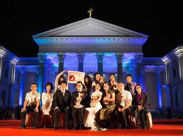 臺南集團婚禮的婚宴場地，晚上拍起來也很漂亮哦。　棠棠媽/提供