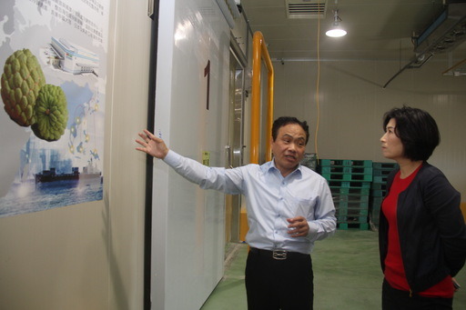 饒慶鈴等人參觀全國冷鏈物流大廠-全日物流公司台東站,了解相關冷藏出貨的狀況。台東縣政府/提供