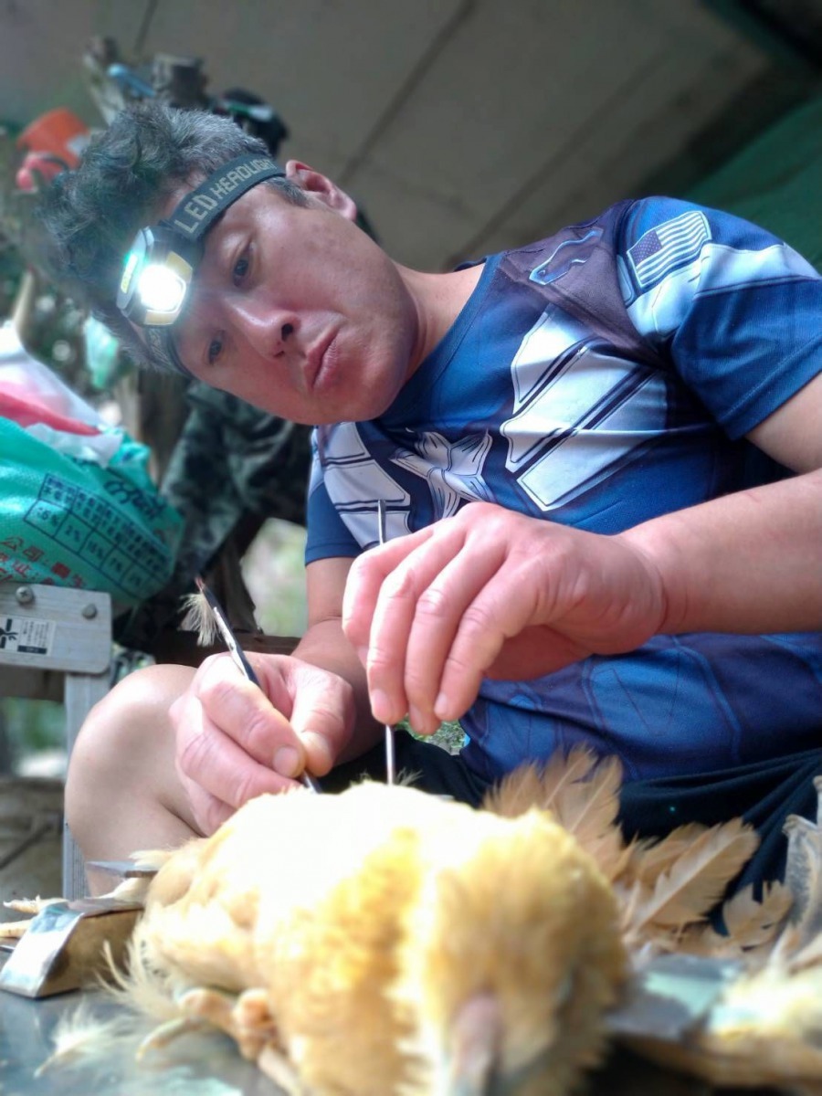 詹為丞遠赴中國大陸學習閹雞。圖／詹為丞提供