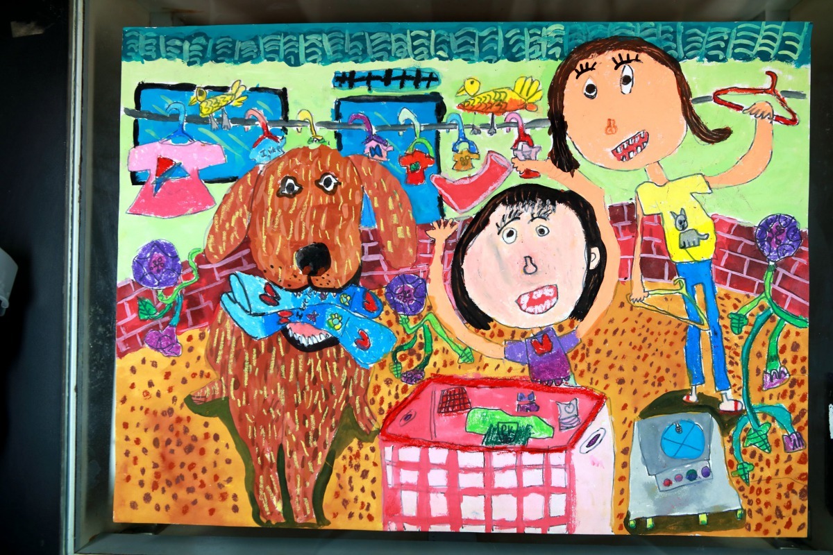 107年度國小低年級組特優-進學國小吳奕潔同學得獎畫作。圖／台南市動保處提供