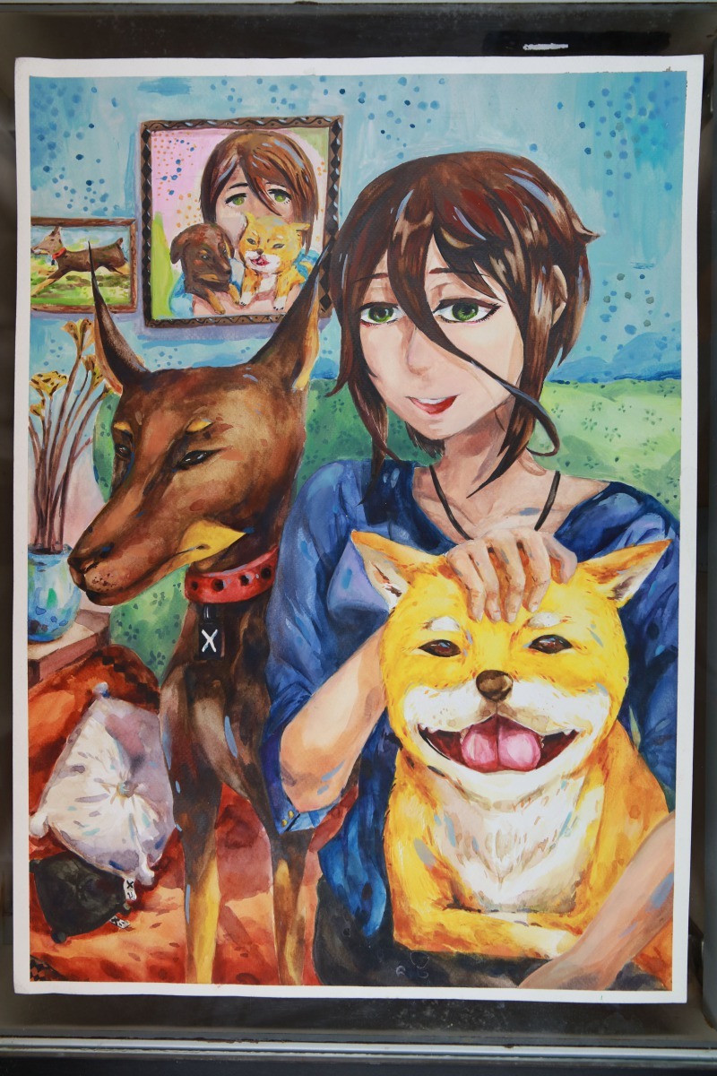 107年度國中組特優-永康國中李芷萱同學得獎畫作。圖／台南市動保處提供