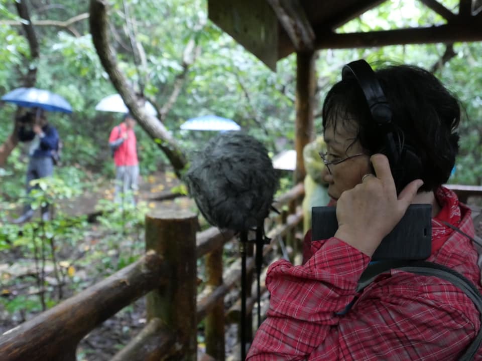 聆聽柴山活動在雨中進行，更能聽見柴山自然的聲音。圖片來源：台灣聲景協會提供。