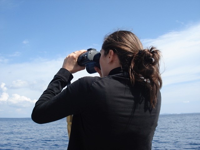 觀測施工現場周圍的鯨豚觀察員。圖片提供：Maja Nimak-Wood