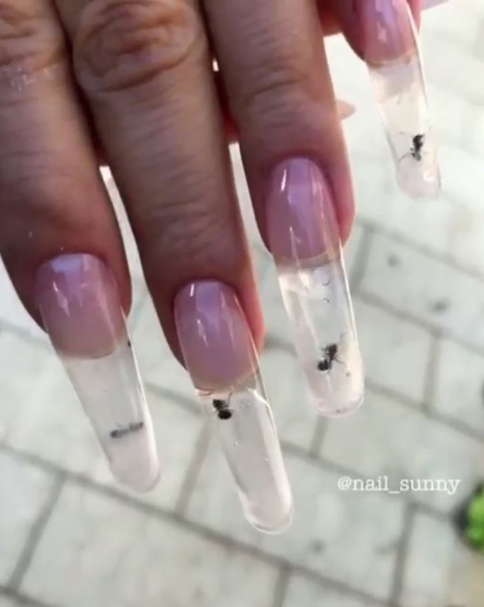 活螞蟻水晶甲。（instagram@nail_sunny）
