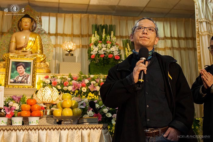 摯友龍霖醫師在告別式上致詞時感慨說道，林英典有著他所見過最「貞忍的人格」和「不屈不撓的靈魂」。楊子佛教禮儀/提供