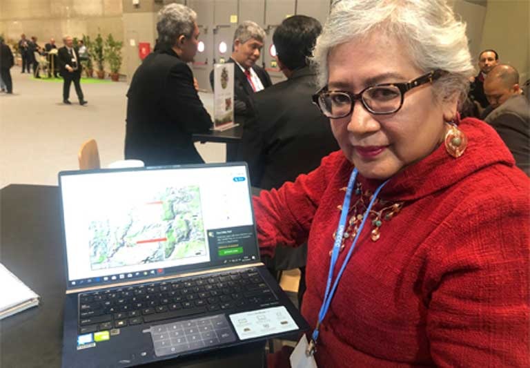 PT NSHE資深主席顧問哈菲爾德在氣候大會會場。Justin Catanoso攝,Mongabay提供。