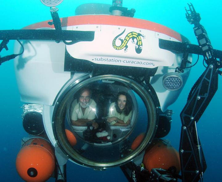 鮑德溫（Carole Baldwin）博士用深潛器進行下潛，探索深海生態。圖片來源：Barry Baldwin