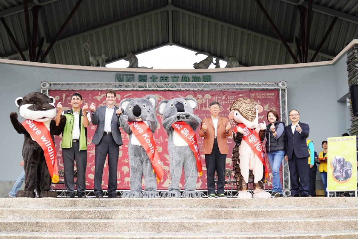 柯文哲在大年初一出席澳洲駐臺北辦事處在動物園舉辦的「無尾熊2020賀新年暨關懷澳洲森林大火愛心活動」。臺北市政府/提供