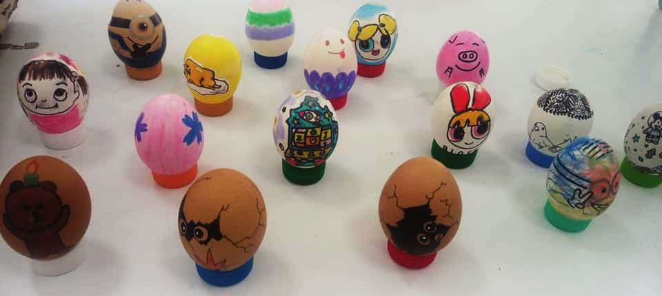 蛋品手作區的蛋殼彩繪。文化大學/提供