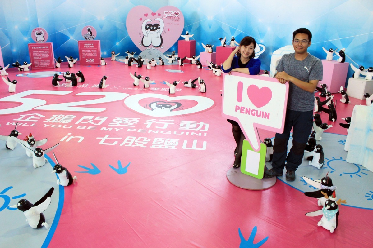七股鹽山「520企鵝閃愛行動」特展開跑，110隻超卡哇伊企鵝手作公仔邀大家來同框放閃。臺鹽/提供
