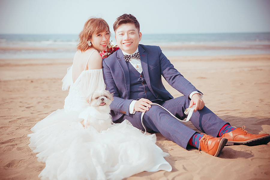 西施犬莎莎也一同入鏡拍婚紗。圖／深井猴／娜莎連線授權提供，未經同意禁止任意翻攝拷貝。