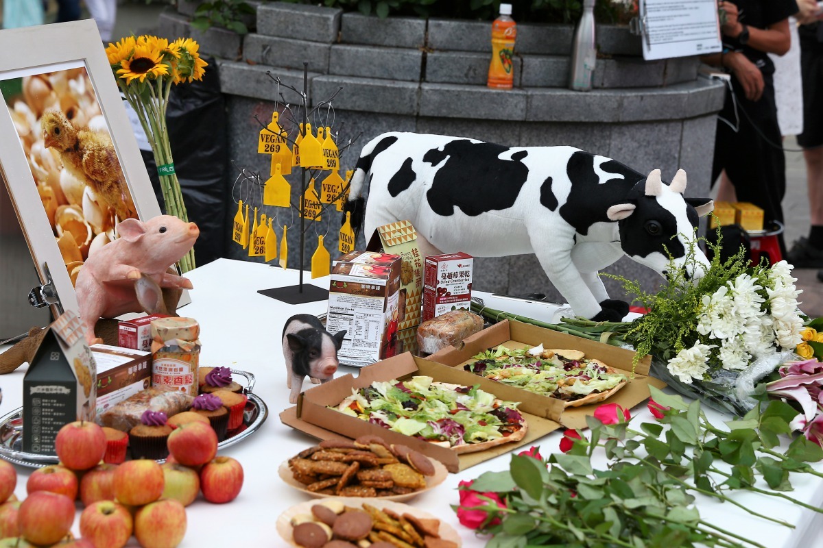 祭祀動物的供桌上擺放的是鮮花、水果和純素甜點。雨林/翻攝