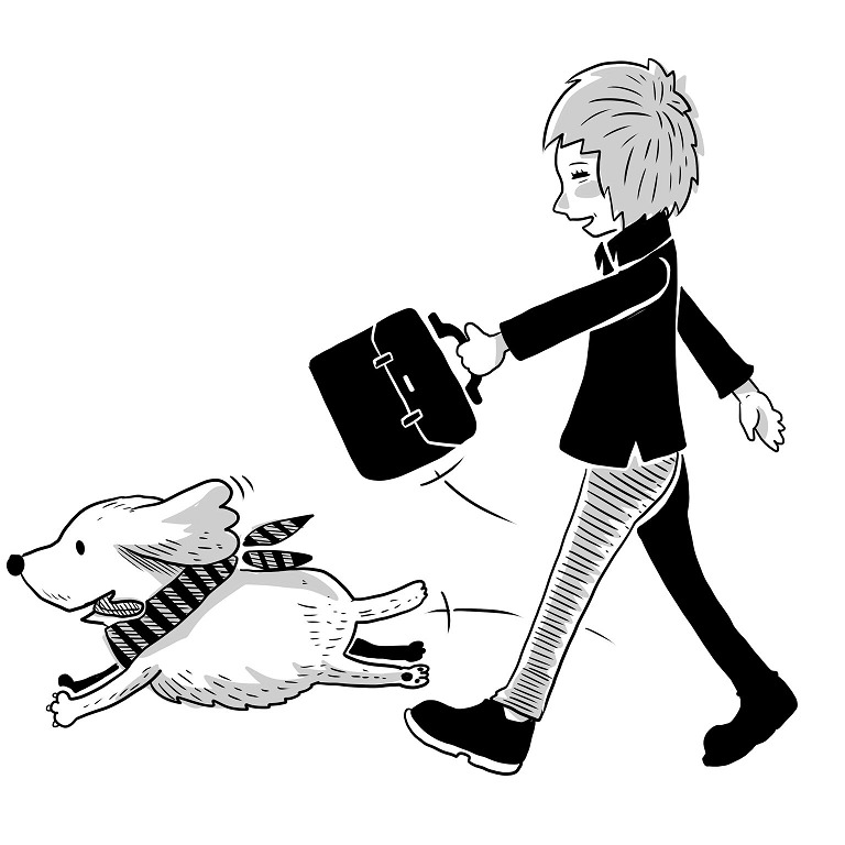 讓貓狗等容易親近人的動物,透過員工的帶來上班,可以讓員工精神放輕鬆,也可以減輕工作環境沉悶的氣氛。劉威良/提供 插圖繪畫 /米奇鰻