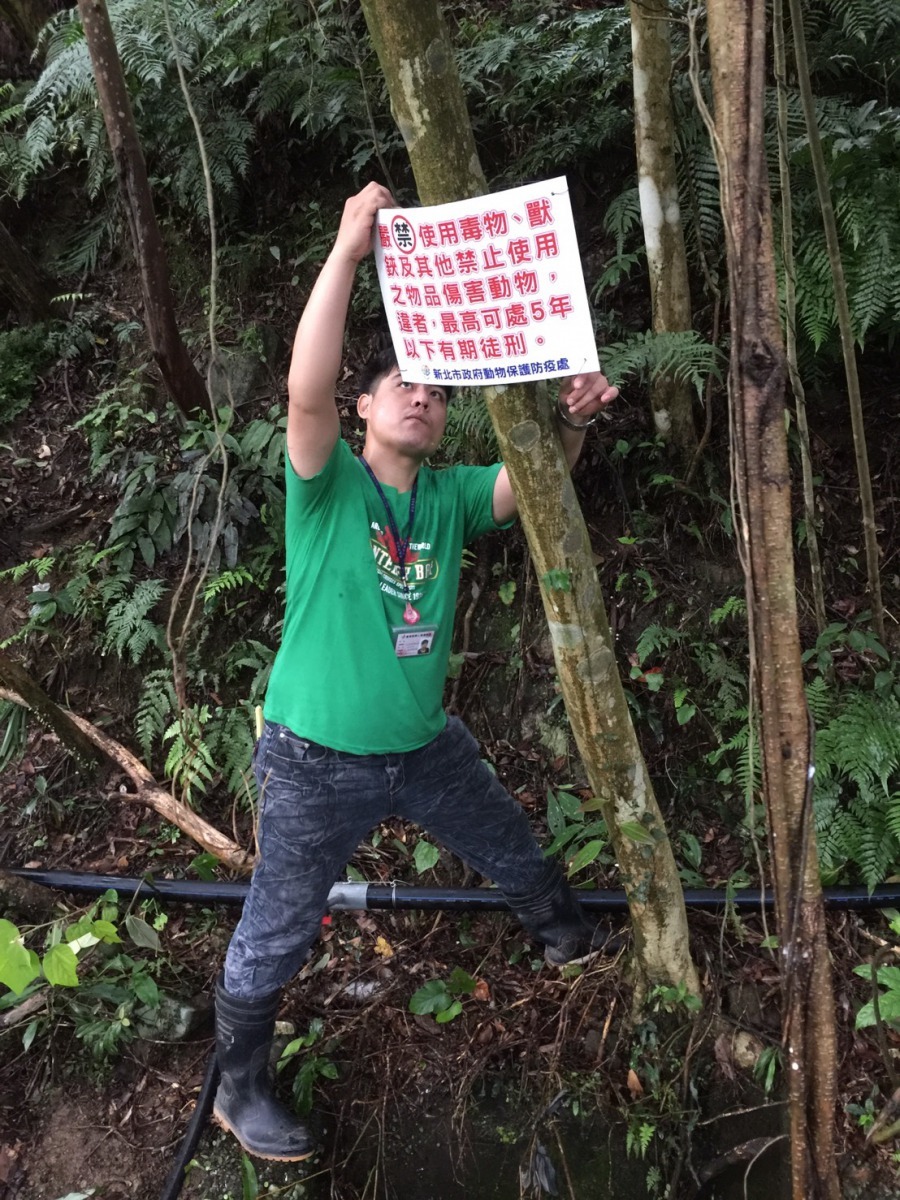 動保處人員在現場架設告示牌。劉凱/翻攝
