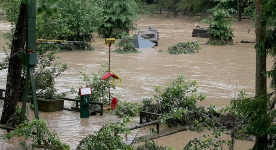 近期連日大雨突襲德國，釀成當地嚴重水災。位於德國西部呂內巴赫的動物園也遭殃，整座動物園幾乎被大水淹沒。來源: BBC