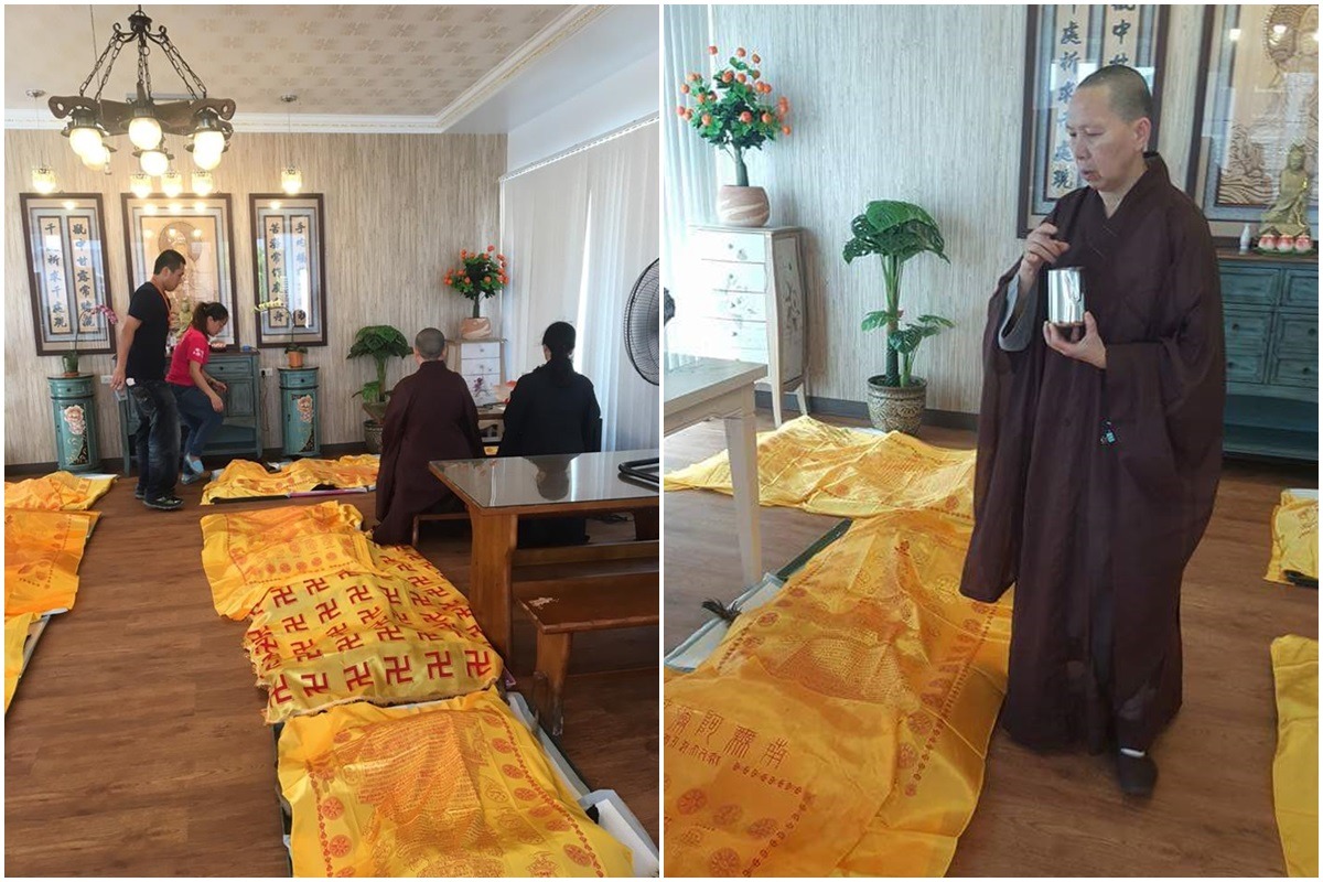 徐園長護生園表示，民雄收容所犬隻悶死案的受害狗兒後事，從火化至超渡都是由各界發心協助，沒有在對外募款。　徐文良/提供