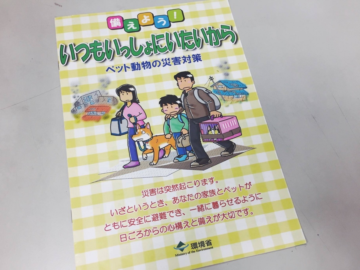 日本環境省（日本的動物保護主管機關）製作的動物防災手冊。　高雄市動保處/提供