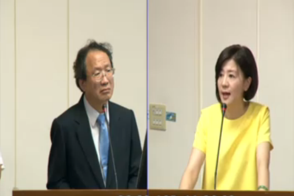 立法委員王育敏(右)提出動物保護法第12條及第27條條文修正草案，要將禁食貓狗肉納入規範。 立法院議事轉播網際網路多媒體隨選視訊(ivod)系統影片截圖