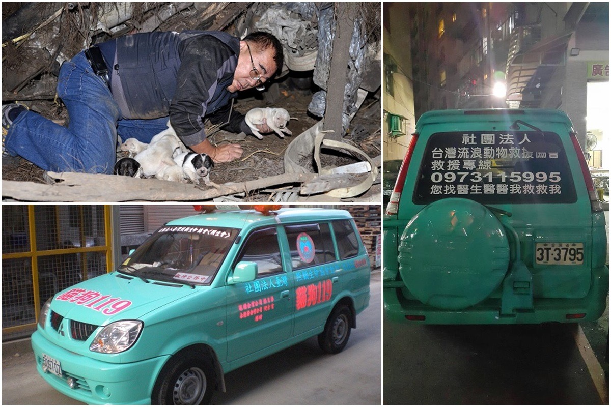 台灣動物緊急救援小組（左上）、照生會貓狗119（左下）、台灣流浪動物救援協會（右）春節期間同樣出動救援。　台灣動物新聞網資料照、取自網路