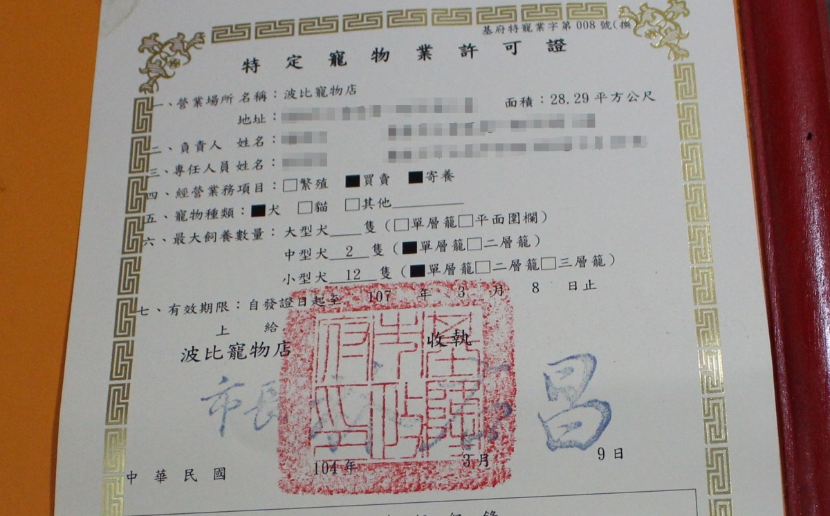店家申請特定寵物業買賣項目，但無法提出買賣紀錄。　李娉婷/攝