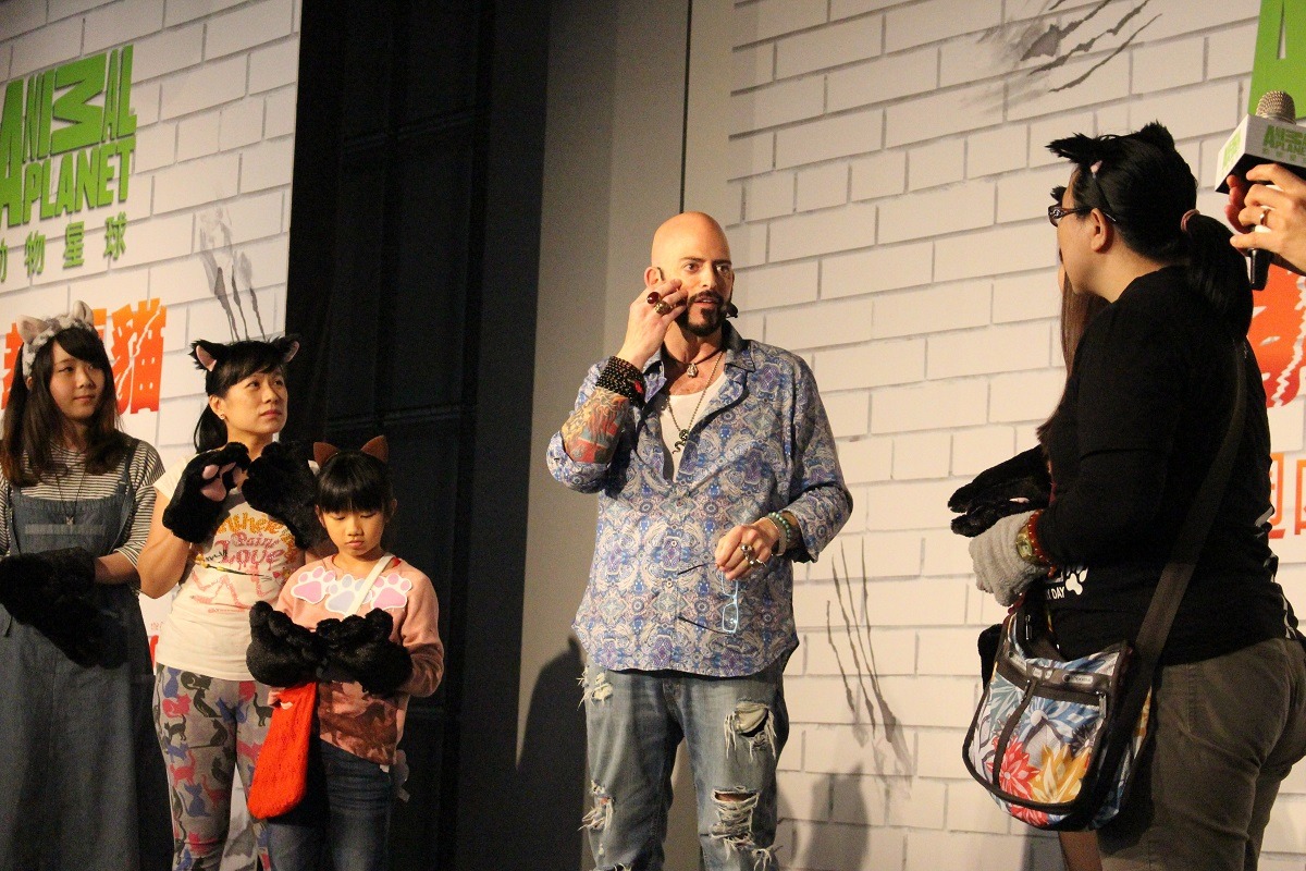 傑克森‧蓋勒克西現場教島貓奴們放鬆臉部肌肉，和貓咪說「我愛你」！　李娉婷/攝