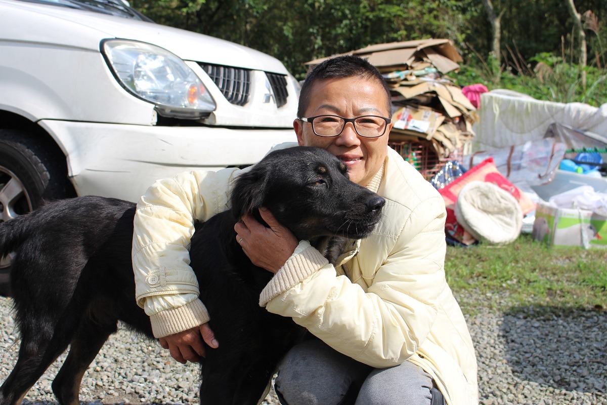 Kuma是張媽媽從公立收容所領出的死刑犬,過去牠情緒不穩、會咬人,現在已逐漸改善,相當親人。 李娉婷/攝