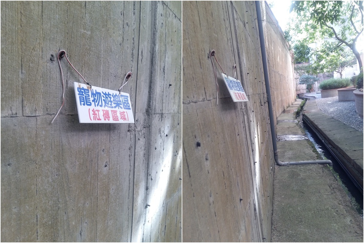 宏國青山居民表示，社區中的遛狗區就在水溝旁，對寵物極度不友善。 投訴民眾/提供