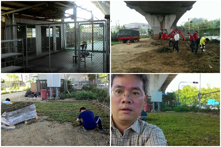 除了犬舍內部改善，陪伴犬協會也協助橫科訓犬基地種植草皮，給搜救犬更好的生活環境。　蔡文揮/提供